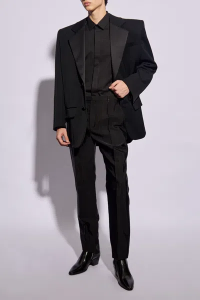 Saint Laurent Pleat-front Trousers In Black