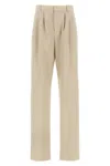 Saint Laurent Women Pleat Pants In Neutral
