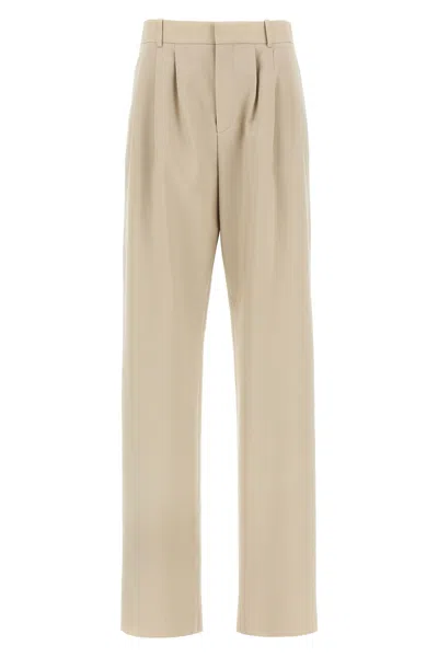 Saint Laurent Pleat Pants In Neutral