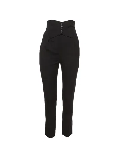 Pre-owned Saint Laurent Pleat-detail Gabardine Trousers In Black