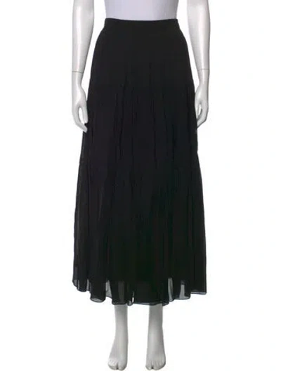 Pre-owned Saint Laurent Pleated Accents Long Skirt In Black