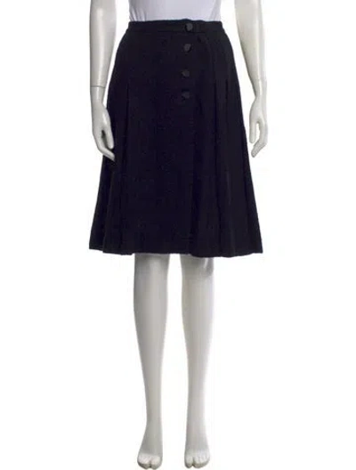 Pre-owned Saint Laurent Pleated Accents Midi Length Skirt In Black