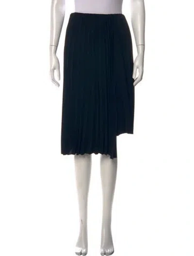 Pre-owned Saint Laurent Pleated Accents Midi Length Skirt In Black