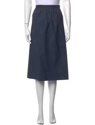 Pre-owned Saint Laurent Pleated Accents Midi Length Skirt In Blue