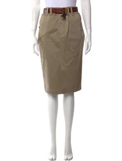 Pre-owned Saint Laurent Pleated Accents Midi Length Skirt W/ Tags In Neutral