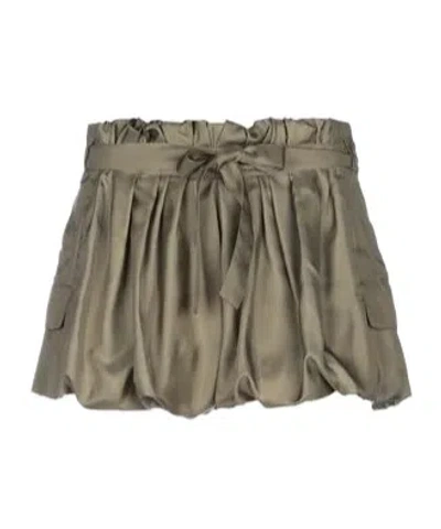 Saint Laurent Pleated Balloon Shorts In Green