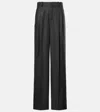 Saint Laurent Pleated Cashmere Wide-leg Pants In Grey