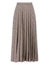 Saint Laurent Pleated Check-pattern Maxi Skirt In Neutral
