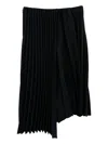 Saint Laurent Asymmetric Wrap-effect Pleated Crepe Midi Skirt In Black