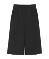 Saint Laurent Pleated Cropped Wool Trousers In Black