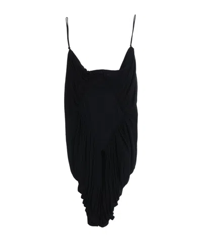 Saint Laurent Pleated Design Vest In Black