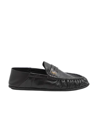 Saint Laurent Pleated Detail Casual Shoes In Black