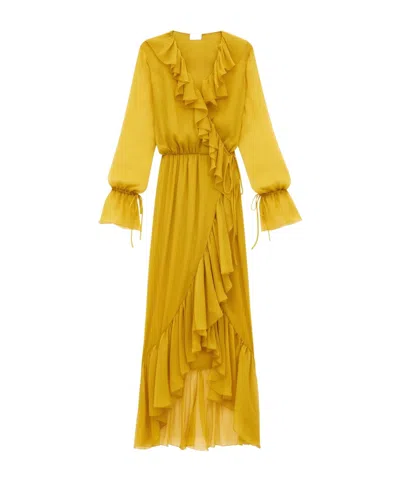 SAINT LAURENT SAINT LAURENT RUFFLED V-NECK DRESS