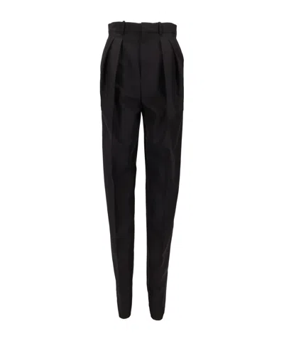 Saint Laurent Pleated-front Straight Trousers In Black