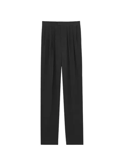 Saint Laurent Tailored Trousers In Black Habutai Silk In Multi