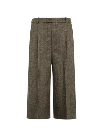Saint Laurent Pleated Knee-length Shorts In Brown