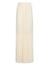 Saint Laurent Women Pleated Viscose Long Skirt In White