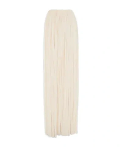 Saint Laurent Pleated Maxi Skirt In Beige