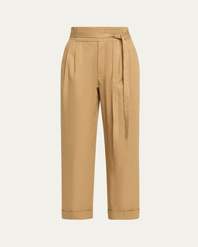 SAINT LAURENT PLEATED PAPER BAG TIE-WAIST PANTS