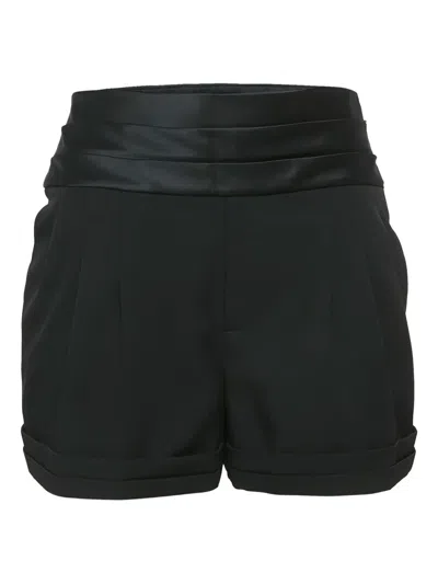 Pre-owned Saint Laurent Pleated Satin Shorts In Black