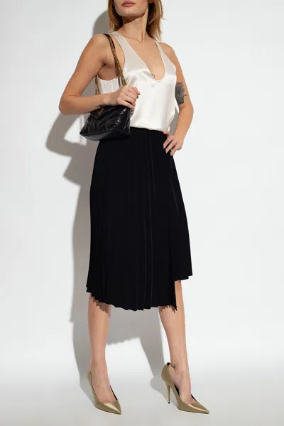 Saint Laurent Pleated Skirt In Black