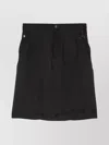 SAINT LAURENT PLEATED SKIRT WITH BACK SLIT AND POCKETS