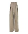 Saint Laurent Pleated Straight Leg Pants In Brown