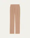Saint Laurent Pleated Straight-leg Silk Suiting Trousers In Cappuccino