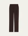 Saint Laurent Pleated Straight-leg Silk Suiting Trousers In Cocco