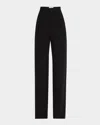 Saint Laurent Pleated Straight-leg Silk Suiting Trousers In Noir