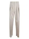 Saint Laurent Pleated Trousers In Neutral