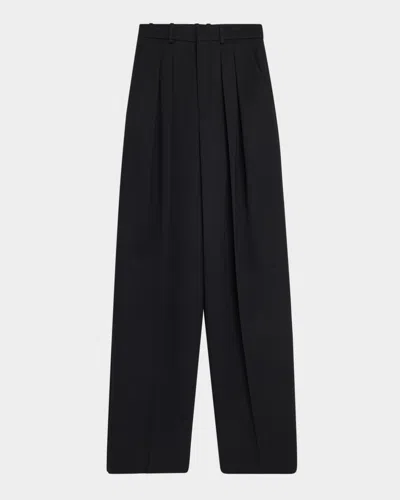 SAINT LAURENT PLEATED WIDE-LEG TROUSERS