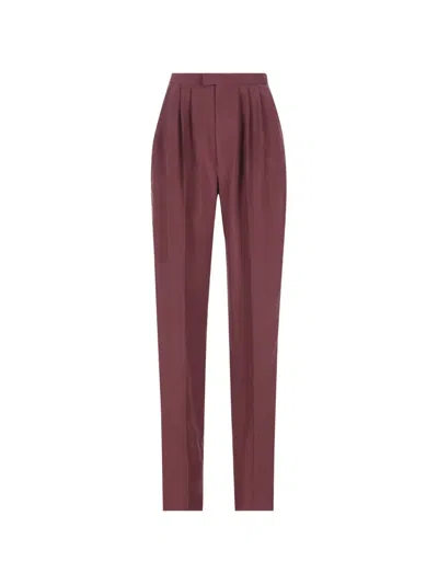 Saint Laurent Pleated Trousers In Pink
