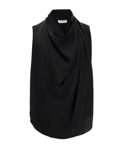 Saint Laurent Pleated Vest In Black