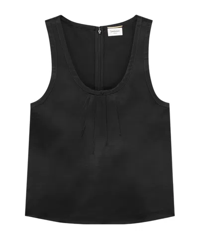 Saint Laurent Pleated-detail Top In Black