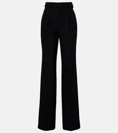 Saint Laurent Pleated Virgin Wool Straight Pants In Black