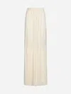 Saint Laurent Women Pleated Viscose Long Skirt In Creme