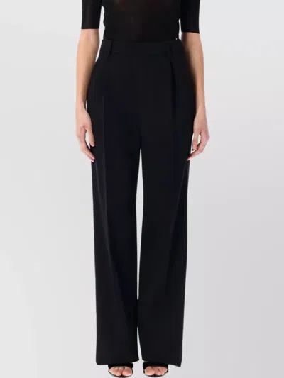 SAINT LAURENT PLEATED WIDE LEG TROUSERS WITH POCKETS
