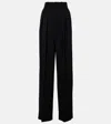 Saint Laurent Pleated Wool Straight Pants In Black