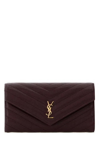 Saint Laurent Plum Leather Wallet In Purple