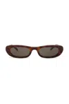 Saint Laurent Plump Rectangular Sunglasses In Havana & Grey
