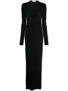 Saint Laurent Plunge-neck Wool Maxi Dress In Black