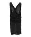 Saint Laurent Plunge Ruched Midi Dress In Black