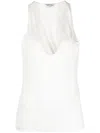 Saint Laurent Plunging Satin Tank Top In White