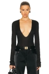 Saint Laurent Plunging Sweater In Noir