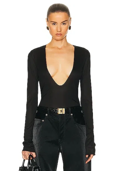 Saint Laurent Plunging Sweater In Noir