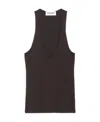 Saint Laurent Plunging U-neck Cashmere Tank Top In Brown