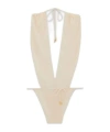 Saint Laurent Plunging V-neck Body In Nude