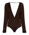 Saint Laurent Plunging V-neck Bodysuit In Black