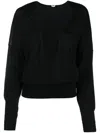 Saint Laurent Plunging V-neck Knit Top In Black